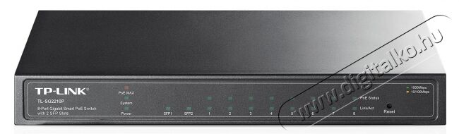 TP-LINK TL-SG2210P 8xGbE PoE LAN 2xGbE SFP port asztali smart menedzselhető PoE switch Iroda és számítástechnika - Hálózat - Switch - 368511