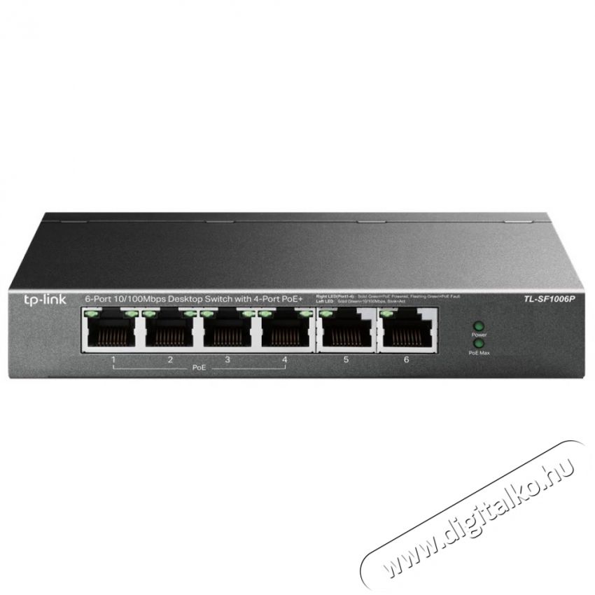 TP-LINK TL-SF1006P 6x10/100Mbps FE LAN port 4xPoE+ nem menedzselhető asztali switch Iroda és számítástechnika - Hálózat - Switch - 379944