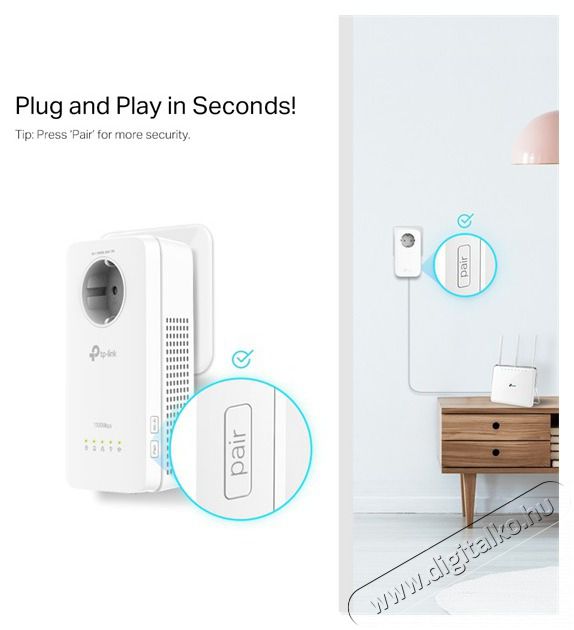 TP-LINK TL-WPA8631P AV1300 AC WiFi Gigabit Passthrough Powerline Extender H&aacute;ztart&aacute;s / Otthon / K&uuml;lt&eacute;r - Vil&aacute;g&iacute;t&aacute;s / elektromoss&aacute;g - H&aacute;l&oacute;zati eloszt&oacute; / hosszabb&iacute;t&oacute; / adapter - 418251