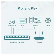 TP-LINK LS1008 8x10/100 FE LAN port nem menedzselhető asztali switch Iroda és számítástechnika - Hálózat - Switch - 478117