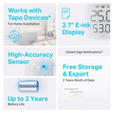TP-LINK Tapo okos hőmérsék T315let és páratartalom monitor érzékelő Háztartás / Otthon / Kültér - Okos otthon - Kiegészítő - 477127