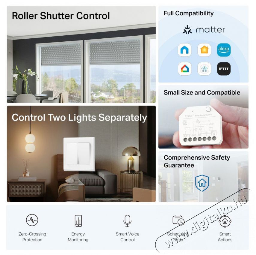 TP-LINK Tapo S112 Dual Smart Switch Module H&aacute;ztart&aacute;s / Otthon / K&uuml;lt&eacute;r - Okos otthon - Okos konnektor - 520212