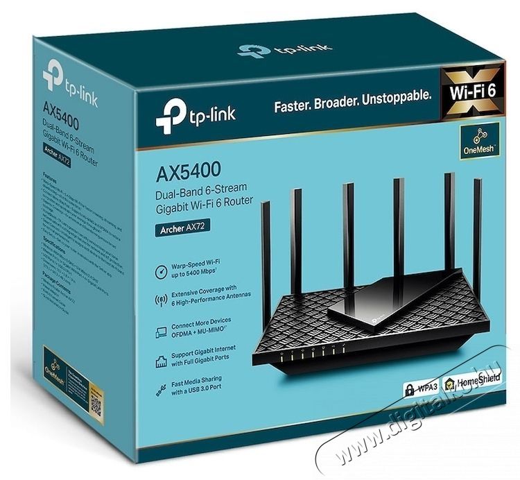 TP-LINK Archer AX72 AX5400 Router Iroda &eacute;s sz&aacute;m&iacute;t&aacute;stechnika - H&aacute;l&oacute;zat - Router - 531313