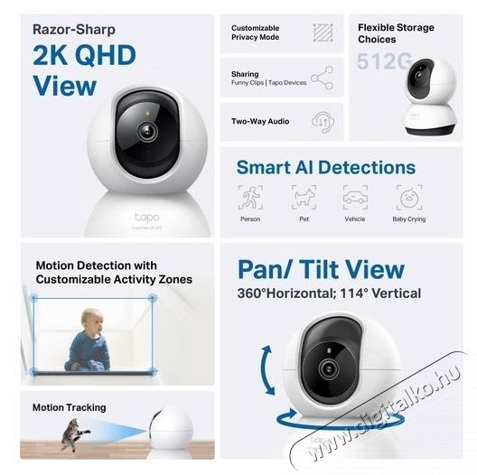 TP-LINK Tapo C220 belt&eacute;ri WiFi kamera F&eacute;nyk&eacute;pezőg&eacute;p / kamera - Megfigyelő / IP kamera - 531317