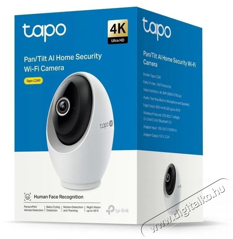 TP-LINK Tapo C260, 4K Pan/Tilt AI kamera F&eacute;nyk&eacute;pezőg&eacute;p / kamera - Megfigyelő / IP kamera - 531310