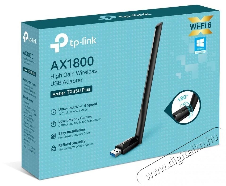 TP-LINK Archer TX35U PLUS WiFi USB adapter H&aacute;ztart&aacute;s / Otthon / K&uuml;lt&eacute;r - Vil&aacute;g&iacute;t&aacute;s / elektromoss&aacute;g - H&aacute;l&oacute;zati eloszt&oacute; / hosszabb&iacute;t&oacute; / adapter - 532752