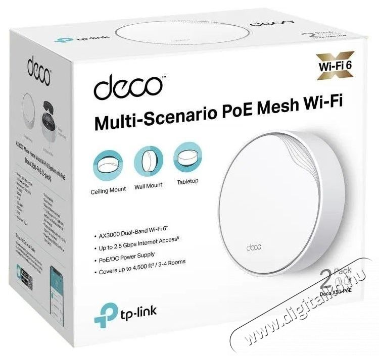 TP-LINK Deco X50-PoE (2-pack) WiFi rendszer Iroda &eacute;s sz&aacute;m&iacute;t&aacute;stechnika - Egy&eacute;b sz&aacute;m&iacute;t&aacute;stechnikai term&eacute;k - 532748