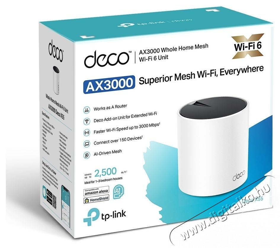 TP-LINK Deco X55 (1-pack) WiFi rendszer Iroda &eacute;s sz&aacute;m&iacute;t&aacute;stechnika - H&aacute;l&oacute;zat - Router - 532772