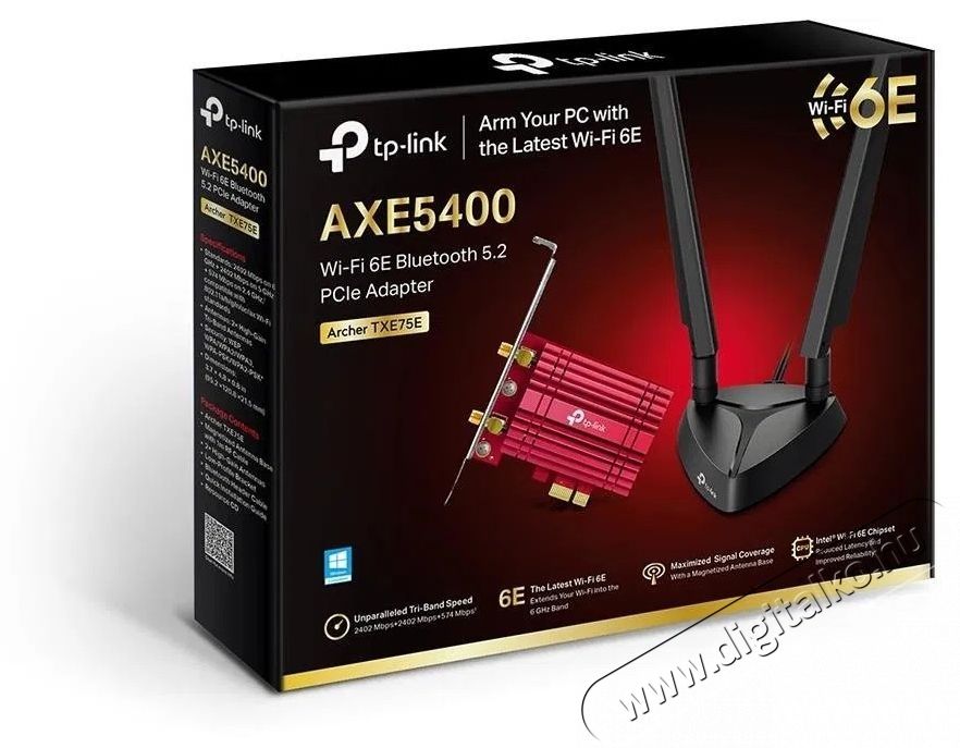 TP-LINK Archer TXE75E, AXE5400 Wi-Fi 6E Bluetooth PCIe Adapter Mem&oacute;ria k&aacute;rtya / Pendrive - Adapter - 532733