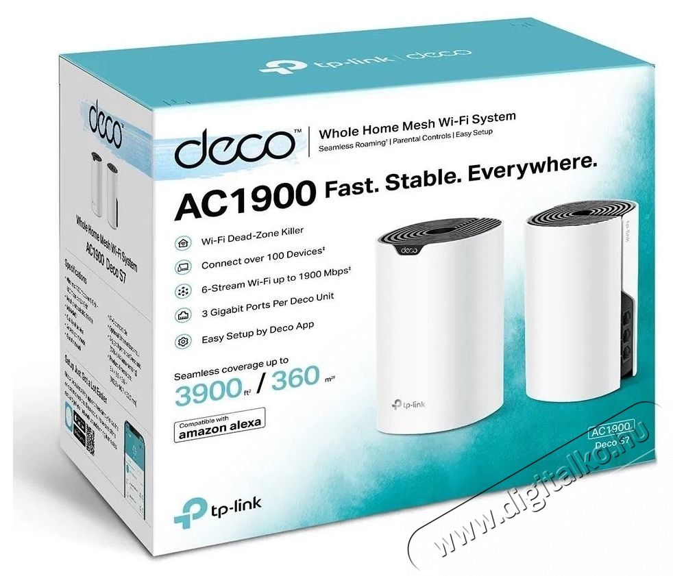 TP-LINK Deco S7 (2-pack), WiFi AC Gigabit mesh system WiFi rendszer Iroda &eacute;s sz&aacute;m&iacute;t&aacute;stechnika - H&aacute;l&oacute;zat - Lefedetts&eacute;gn&ouml;velő / jeltov&aacute;bb&iacute;t&oacute; - 532792