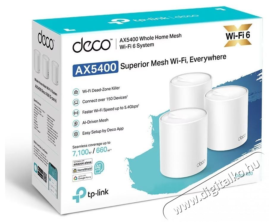TP-LINK Deco X60 AX5400 (3-pack) WiFi rendszer Iroda &eacute;s sz&aacute;m&iacute;t&aacute;stechnika - H&aacute;l&oacute;zat - Router - 532745