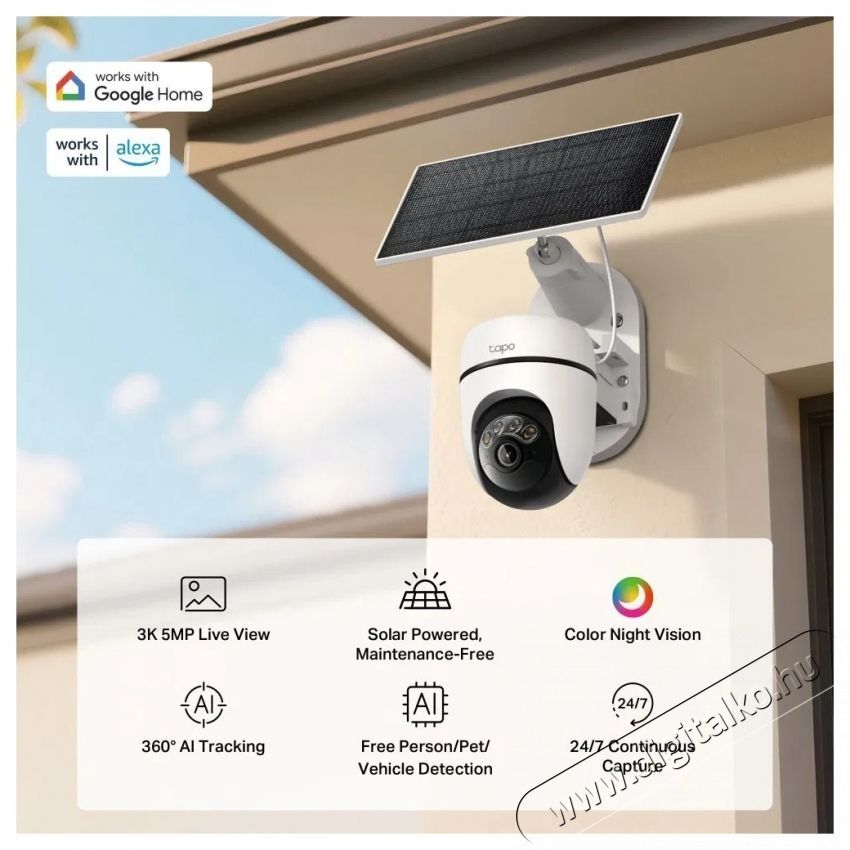 TP-LINK Tapo C630 KIT, 3K 5MP Solar Pan / Tilt Camera Kit H&aacute;ztart&aacute;s / Otthon / K&uuml;lt&eacute;r - Biztons&aacute;gtechnika - Biztons&aacute;gi kamera - 532729