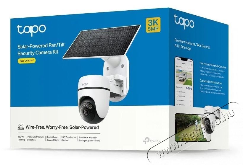 TP-LINK Tapo C630 KIT, 3K 5MP Solar Pan / Tilt Camera Kit H&aacute;ztart&aacute;s / Otthon / K&uuml;lt&eacute;r - Biztons&aacute;gtechnika - Biztons&aacute;gi kamera - 532729