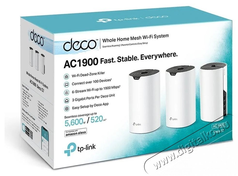TP-LINK Deco S7 (3-pack), WiFi AC Gigabit Mesh system Iroda &eacute;s sz&aacute;m&iacute;t&aacute;stechnika - H&aacute;l&oacute;zat - Lefedetts&eacute;gn&ouml;velő / jeltov&aacute;bb&iacute;t&oacute; - 532720