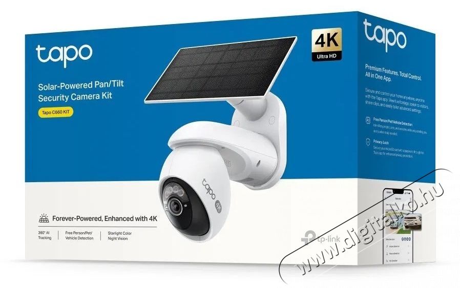 TP-LINK Tapo C660 KIT, 4K Solar Outdoor Camera Kit H&aacute;ztart&aacute;s / Otthon / K&uuml;lt&eacute;r - Biztons&aacute;gtechnika - Biztons&aacute;gi kamera - 532734