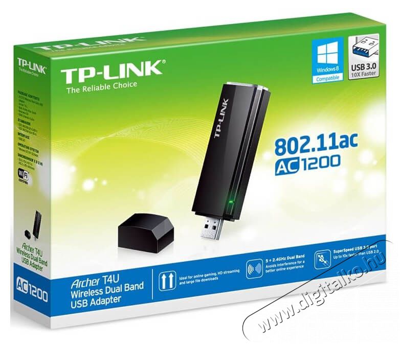 TP-LINK Archer T4U v2 AC1300 Vezeték nélküli USB adapter Iroda és számítástechnika - Hálózat - Vezeték nélküli adapter - 320403