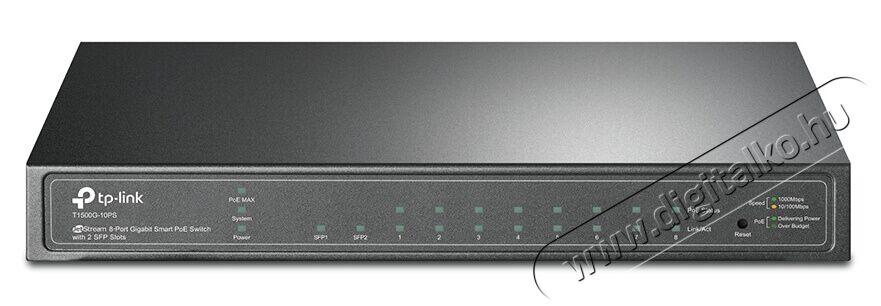 TP-LINK T1500G-10PS 8port GbE LAN PoE (53W) 2x SFP menedzselhető Switch Iroda és számítástechnika - Hálózat - Switch - 334447