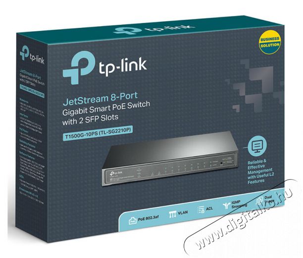 TP-LINK T1500G-10PS 8port GbE LAN PoE (53W) 2x SFP menedzselhető Switch Iroda és számítástechnika - Hálózat - Switch - 334447