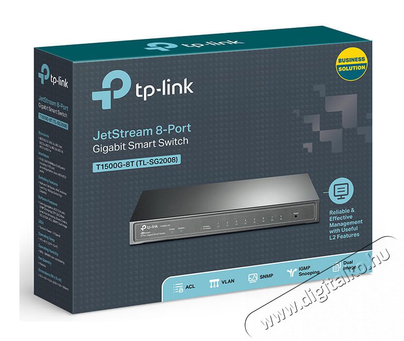 TP-LINK T1500G-8T 8port GbE LAN Smart menedzselhető asztali Switch Iroda és számítástechnika - Hálózat - Switch - 334448