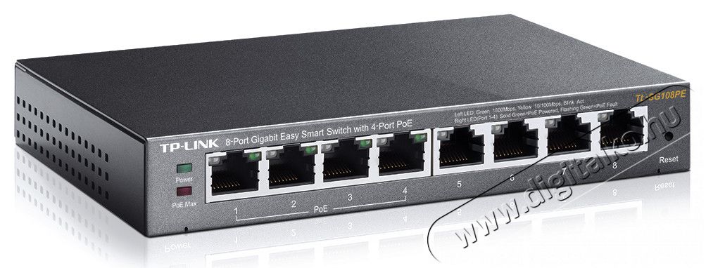 TP-LINK TL-SG108PE 8port GbE LAN 4x PoE menedzselhető asztali Switch Iroda és számítástechnika - Hálózat - Switch - 313249