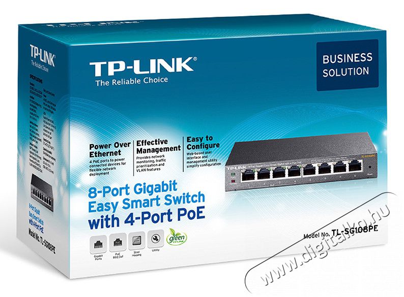 TP-LINK TL-SG108PE 8port GbE LAN 4x PoE menedzselhető asztali Switch Iroda és számítástechnika - Hálózat - Switch - 313249
