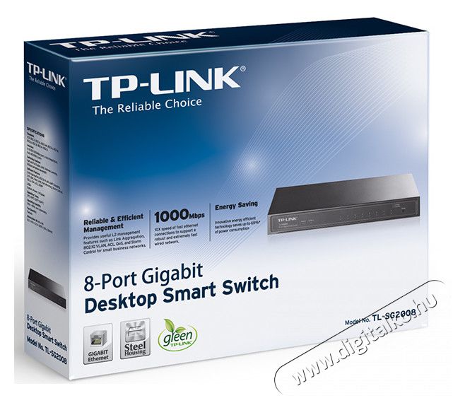 TP-LINK TL-SG2008 8port 10/100/1000Mbps LAN Smart menedzselhető asztali Switch Iroda és számítástechnika - Hálózat - Switch - 313250