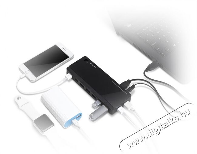 TP-LINK UH720 7 portos 3.0-s USB hub 2 töltési csatlakozással Iroda és számítástechnika - Notebook kiegészítő - USB hub / elosztó - 313274