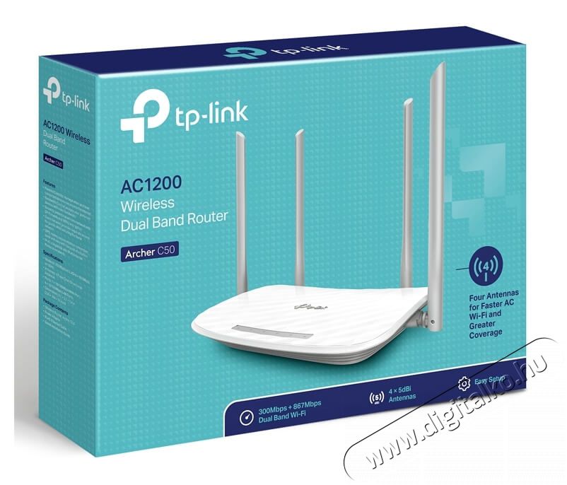 TP-LINK Archer C50 AC1200 Dual-Band Vezeték nélküli Router Iroda és számítástechnika - Hálózat - Router - 334280