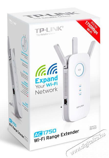 TP-LINK RE450 AC1750 Dual Band Vezeték nélküli Range Extender Iroda és számítástechnika - Hálózat - Lefedettségnövelő / jeltovábbító - 313193