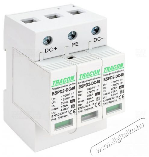 Tracon ESPD2-DC40-1000 cserélhető betéttel típusú túlfeszültség levezető Iroda és számítástechnika - Egyéb számítástechnikai termék - 394788