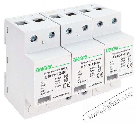 Tracon ESPD1+2-50-3P egybeépített T1+T2 AC típusú túlfeszültség levezető Iroda és számítástechnika - Egyéb számítástechnikai termék - 394790