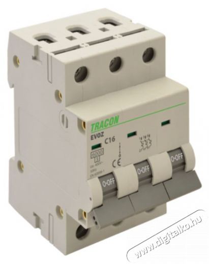 Tracon EVOZ3C25 25A C 3P 6kA kismegszakító Háztartás / Otthon / Kültér - Szerszám - Áramfejlesztő - 388866