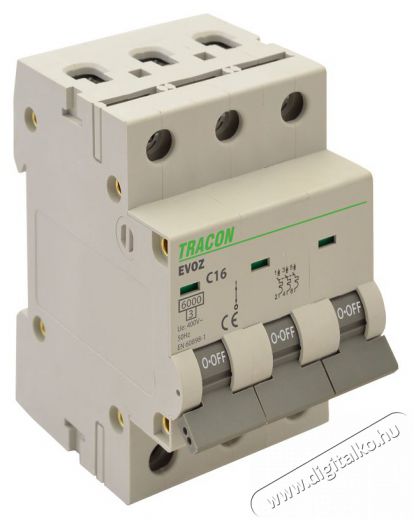 Tracon EVOZ3C32 32A C 3P 6kA kismegszakító Háztartás / Otthon / Kültér - Szerszám - Áramfejlesztő - 388867