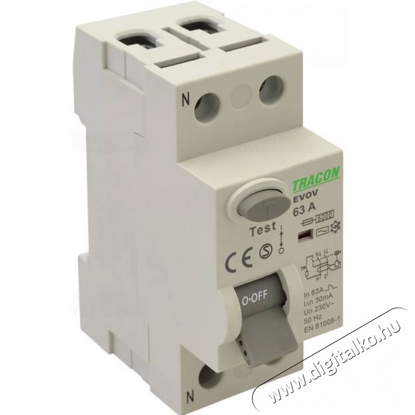 Tracon EVOV2P2503 2 p&oacute;lus&uacute; 25A 30mA 6kA A &aacute;ram-v&eacute;dőkapcsol&oacute; H&aacute;ztart&aacute;s / Otthon / K&uuml;lt&eacute;r - Szersz&aacute;m - &Aacute;ramfejlesztő - 389001
