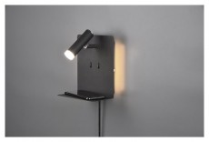 TRIO 222570232 3000K/240lm/IP20/fekete USB-s LED Fali lámpa Háztartás / Otthon / Kültér - Világítás / elektromosság - Fali / mennyezeti lámpa - 392811