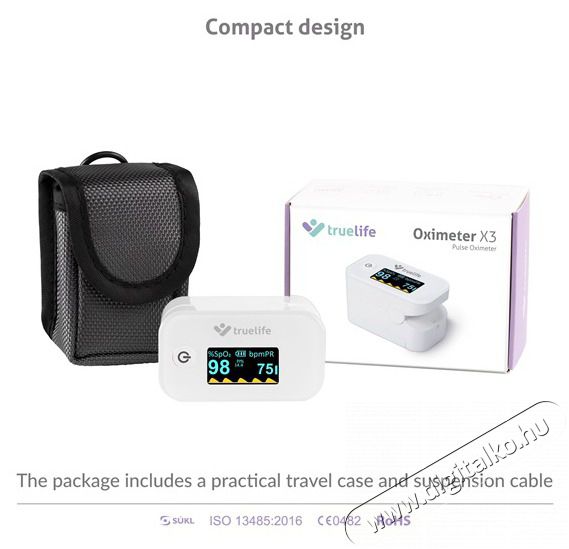TRUELIFE Oximeter X3 pulzoxim&eacute;ter Sz&eacute;ps&eacute;g&aacute;pol&aacute;s / Eg&eacute;szs&eacute;g - V&eacute;rnyom&aacute;sm&eacute;rő - Kieg&eacute;sz&iacute;tő - 484069