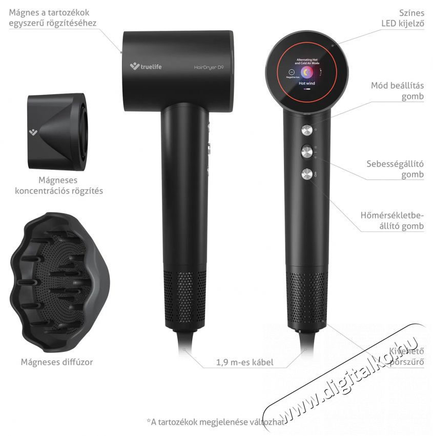 TRUELIFE HairDryer D9 Sz&eacute;ps&eacute;g&aacute;pol&aacute;s / Eg&eacute;szs&eacute;g - Haj&aacute;pol&aacute;s - Hajsz&aacute;r&iacute;t&oacute; - 510711