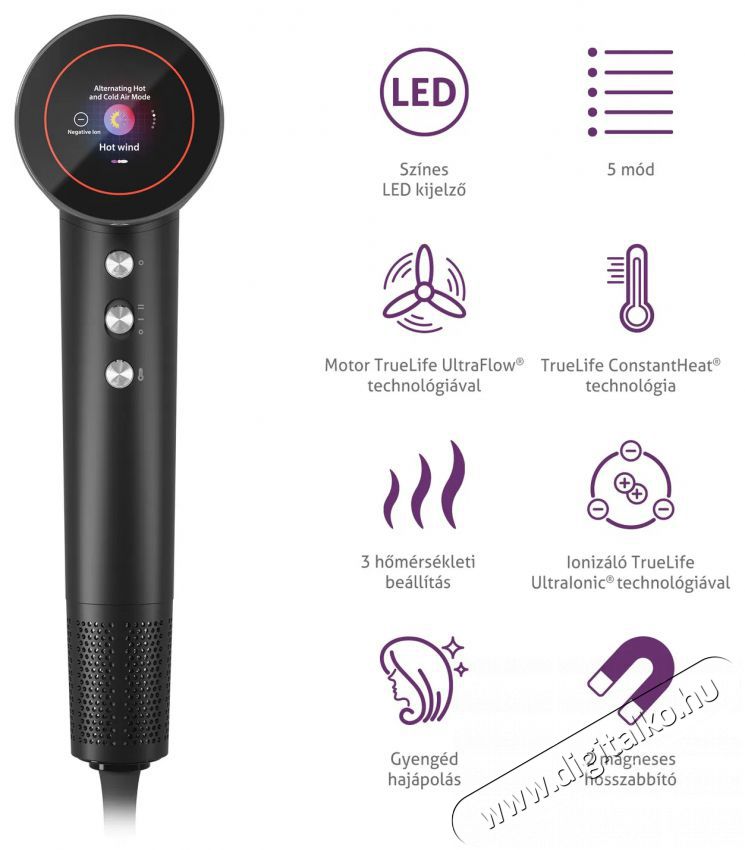 TRUELIFE HairDryer D9 Sz&eacute;ps&eacute;g&aacute;pol&aacute;s / Eg&eacute;szs&eacute;g - Haj&aacute;pol&aacute;s - Hajsz&aacute;r&iacute;t&oacute; - 510711