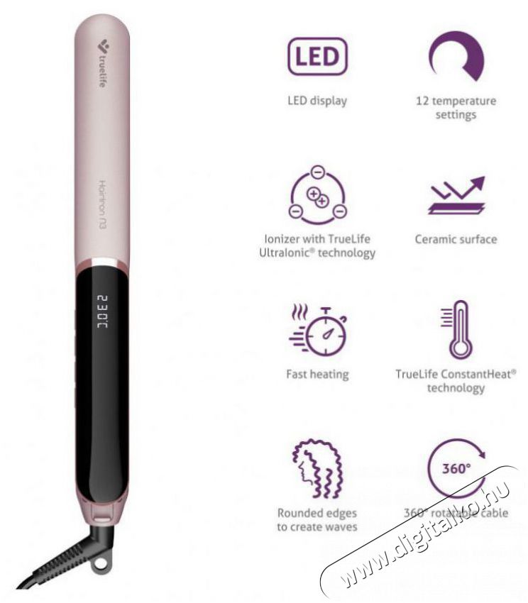 TRUELIFE HairIron N3 Sz&eacute;ps&eacute;g&aacute;pol&aacute;s / Eg&eacute;szs&eacute;g - Haj&aacute;pol&aacute;s - Hajvasal&oacute; / egyenes&iacute;tő - 510708