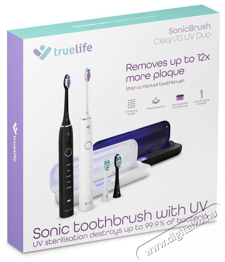 TRUELIFE SonicBrush Clean70 UV Elektromos fogkefe Sz&eacute;ps&eacute;g&aacute;pol&aacute;s / Eg&eacute;szs&eacute;g - Sz&aacute;j / fog &aacute;pol&aacute;s - Elektromos fogkefe - 526500