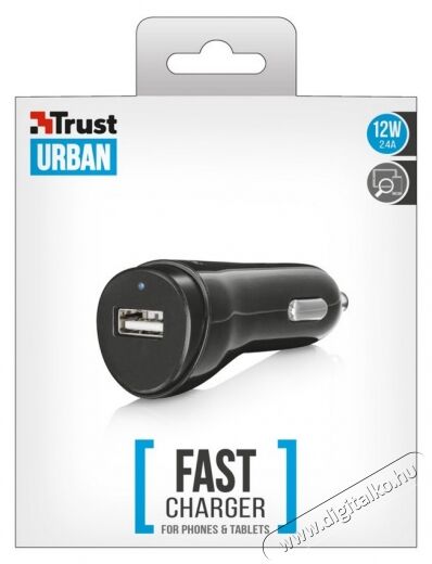 Trust 12W USB autós gyorstöltő (21711) Mobil / Kommunikáció / Smart - Mobiltelefon kiegészítő / tok - Hálózati-, autós töltő - 318099