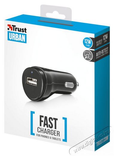 Trust 12W USB autós gyorstöltő (21711) Mobil / Kommunikáció / Smart - Mobiltelefon kiegészítő / tok - Hálózati-, autós töltő - 318099