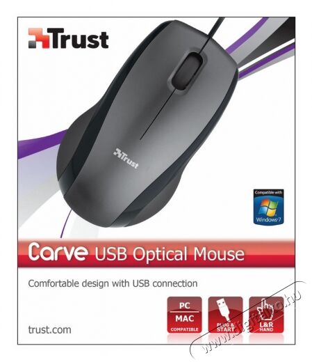 Trust Carve USB optikai egér (15862) - fekete Iroda és számítástechnika - Egér - Vezetékes egér - 307368