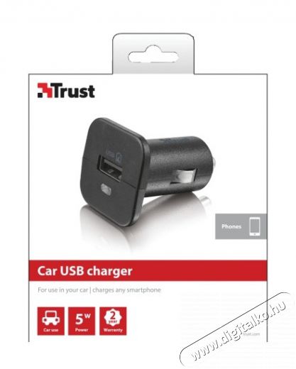 Trust autós adapter USB - 5W (19166) Mobil / Kommunikáció / Smart - Mobiltelefon kiegészítő / tok - Hálózati-, autós töltő - 307367