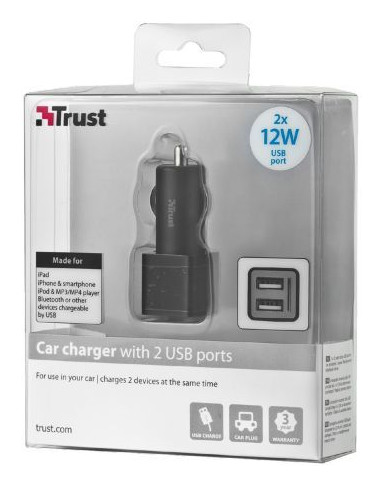 Trust Univerzális autós töltő 2 USB port - 2x12W (19171) Mobil / Kommunikáció / Smart - Mobiltelefon kiegészítő / tok - Hálózati-, autós töltő - 307361