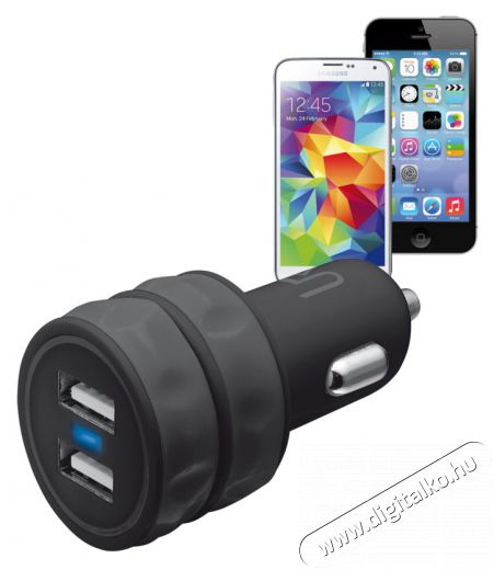 Trust autós adapter dupla USB (20155) - fekete Mobil / Kommunikáció / Smart - Mobiltelefon kiegészítő / tok - Hálózati-, autós töltő - 307376