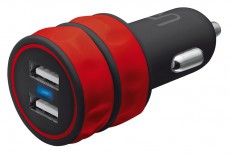 Trust autós adapter dupla USB (20157) - piros Mobil / Kommunikáció / Smart - Mobiltelefon kiegészítő / tok - Hálózati-, autós töltő - 307379