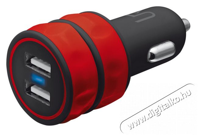 Trust autós adapter dupla USB (20157) - piros Mobil / Kommunikáció / Smart - Mobiltelefon kiegészítő / tok - Hálózati-, autós töltő - 307379