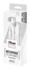 Trust Aurus Waterproof In-ear fülhallgató (20835) - fehér Audio-Video / Hifi / Multimédia - Fül és Fejhallgatók - Fülhallgató mikrofonnal / headset - 306490
