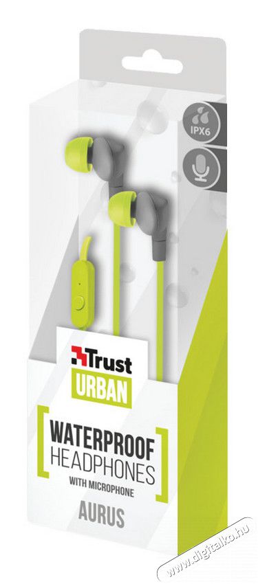Trust Aurus Waterproof In-ear fülhallgató (20836) - zöld Audio-Video / Hifi / Multimédia - Fül és Fejhallgatók - Fülhallgató mikrofonnal / headset - 306488